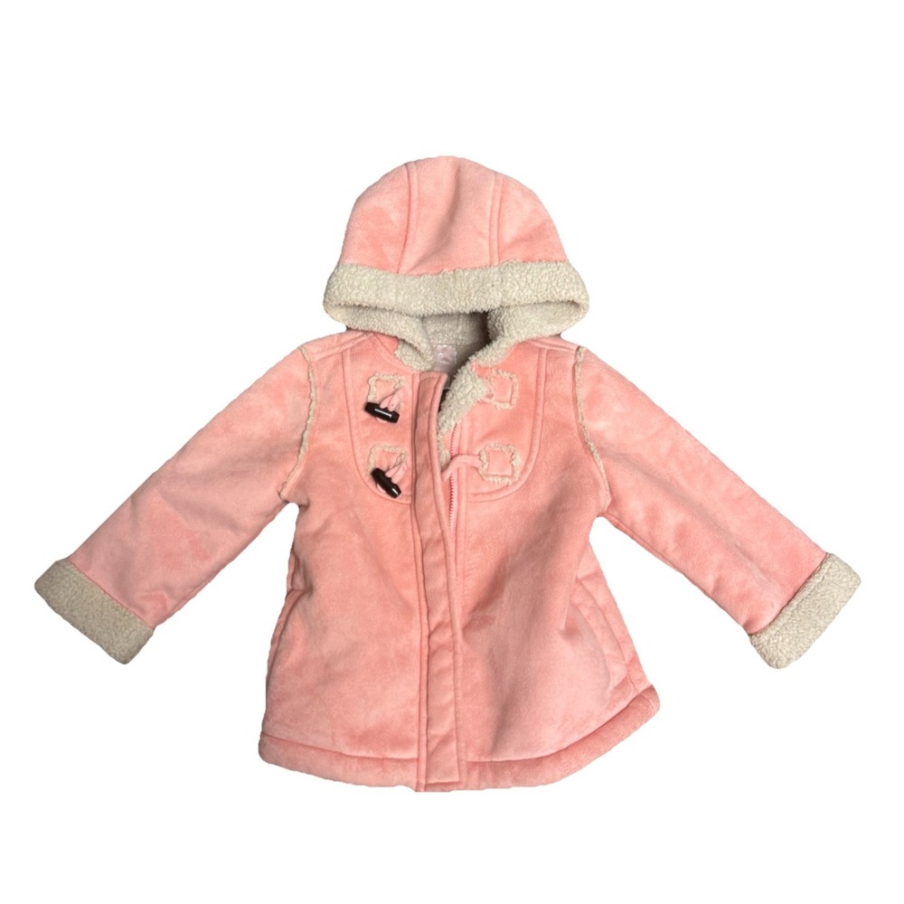 Old Navy Pink Faux Suede Sherpa Lined‎ Toggle Coat Jacket 18-24 Months Excellent